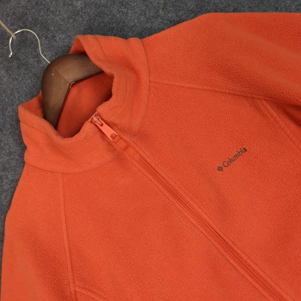 Columbia Womens 2X Orange Fleece Full Zip Jacket Mock Neck Plus Size Outdoor